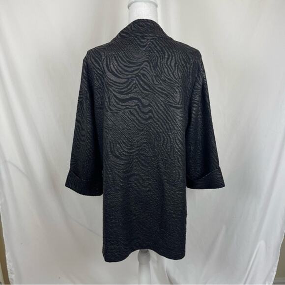 JM Collection Black Metallic Animal Print Party Maximalist Jacket NWOT Size L - Picture 5 of 12